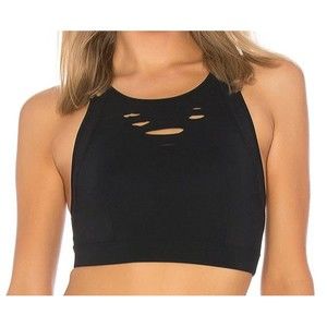 Alo Yoga Sports Bra Women's XS Black Ripped Warrior Workout Gym Exercise Barre